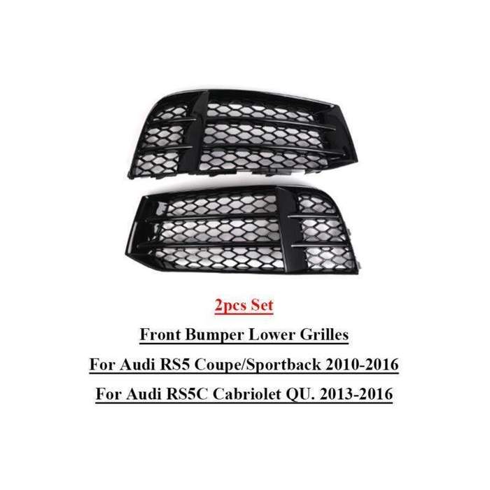 2pcs Set Front Bumper Lower Grilles For Audi RS5 RS5C 2010-2016 Gloss Black