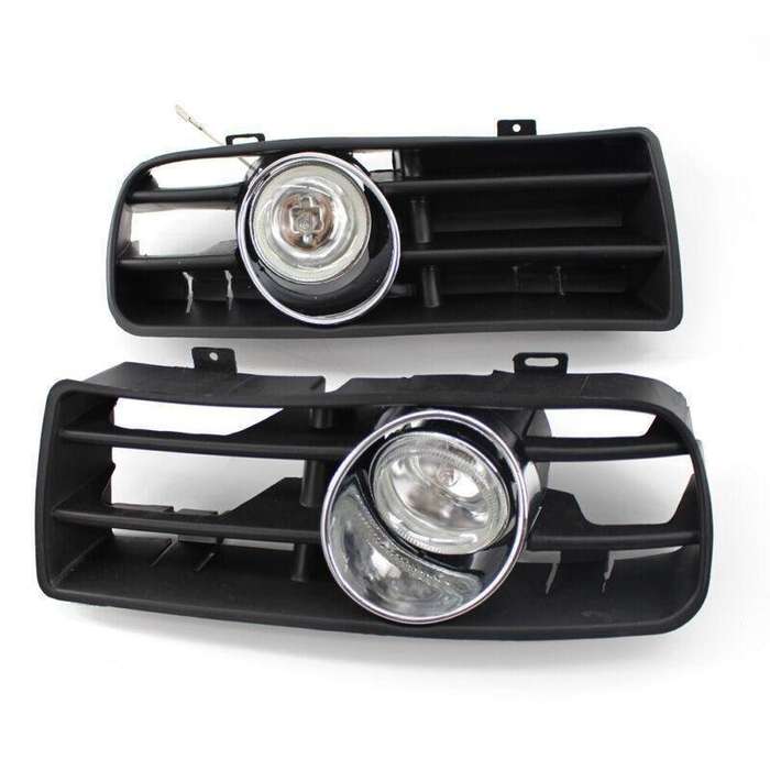 Pair of Front Bumper Grill Clear Lens Fog Light Grille for VW Golf MK4 97-03