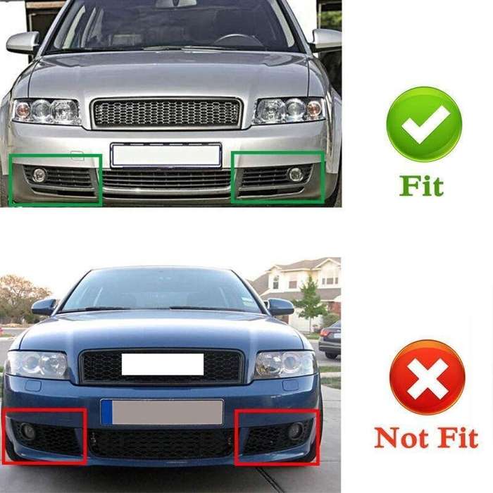 Honeycomb Front Bumper Lower Fog Light Grille w/ DRL Fit For Audi A4 B6 01-05