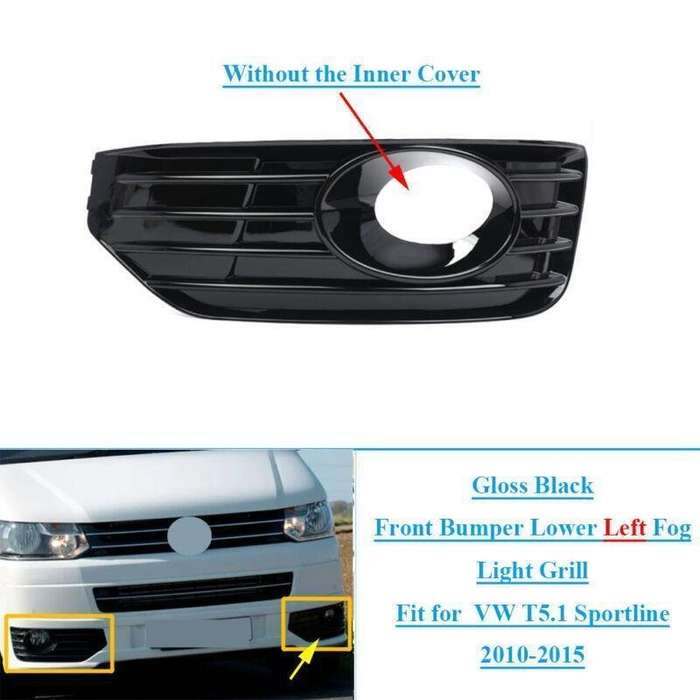 Front Left Fog Light Cover Insert For VW T5 T5.1 Sportline 10-15 Gloss Black