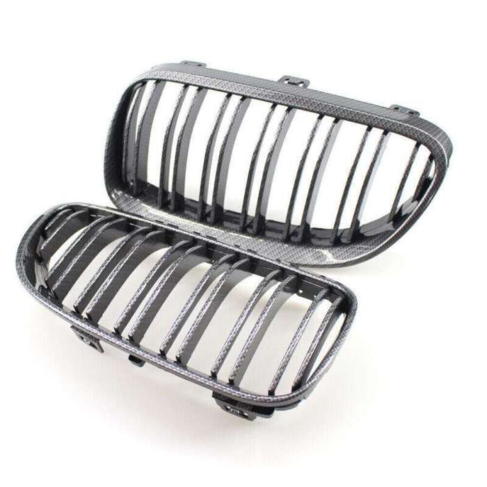 Fit 3 Series BMW 10-14 E92 E93 Pair Coupe Carbon Fiber Printed Grille Dual Slat