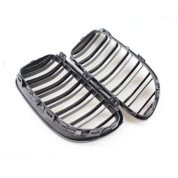 Fit 3 Series BMW 10-14 E92 E93 Pair Coupe Carbon Fiber Printed Grille Dual Slat