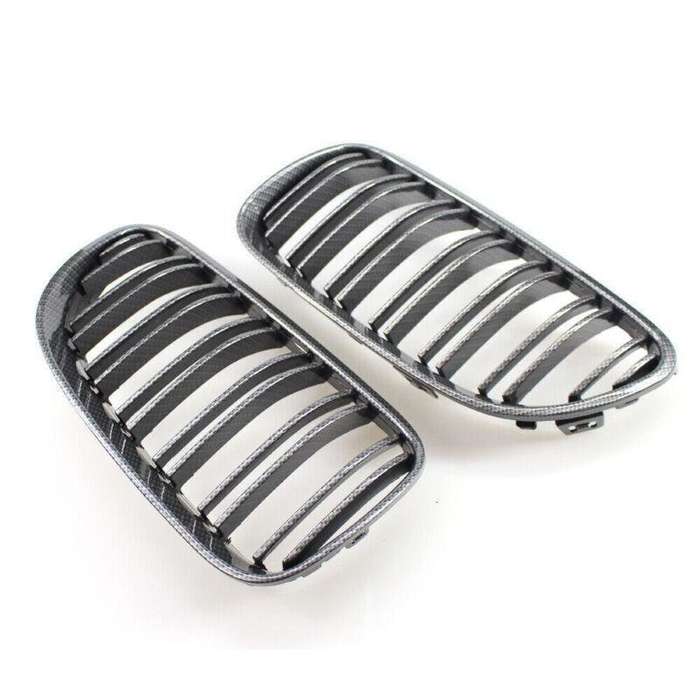 Fit 3 Series BMW 10-14 E92 E93 Pair Coupe Carbon Fiber Printed Grille Dual Slat