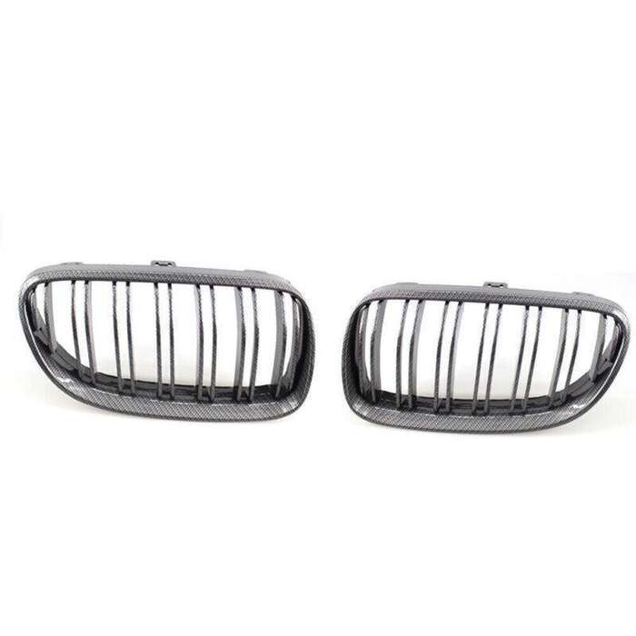 Fit 3 Series BMW 10-14 E92 E93 Pair Coupe Carbon Fiber Printed Grille Dual Slat