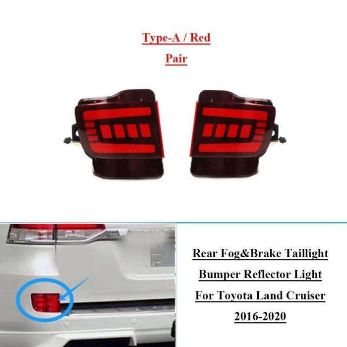 Red Rear Taillight Bumper Reflector Light For Toyota Land Cruiser 16-20 Pair A