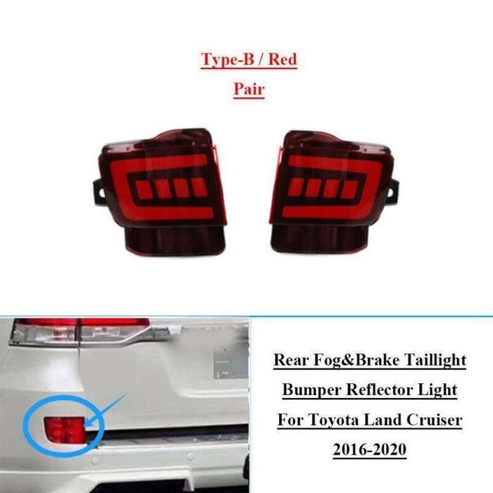 Red Rear Taillight Bumper Reflector Light For Toyota Land Cruiser 16-20 Pair B