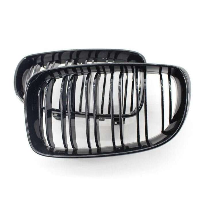 2X/Set Shiny Black Dual Slat Front Grille Fit for BMW 1 Series E87 E82 E88 Grill