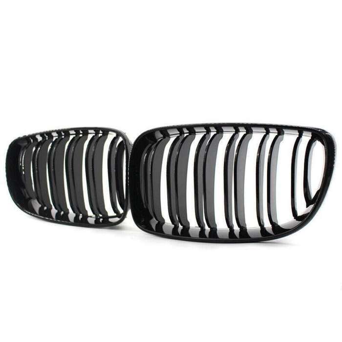 2X/Set Shiny Black Dual Slat Front Grille Fit for BMW 1 Series E87 E82 E88 Grill
