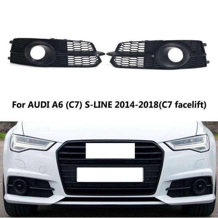 Front Bumper Fog Light Grille Cover For Audi A6 C7 S-LINE 14-18 C7 facelift Pair