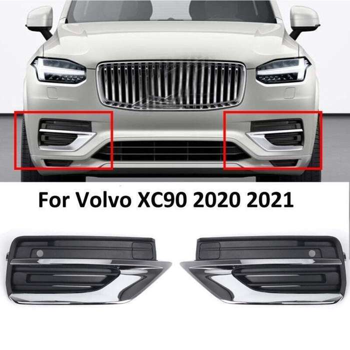 2x ABS Front Bumper Fog Light Cover Fog Lamp Grille For Volvo XC90 2020-2021