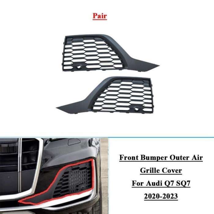 2x Front Bumper Outer Air Grille Cover For Audi Q7 SQ7 20-23 LR 4M0890681A/682A