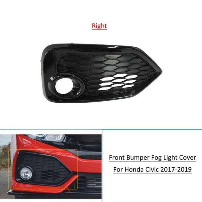 For 2017-2019 Honda Civic Hatchback Front Bumper Fog Light Cover Grille Right