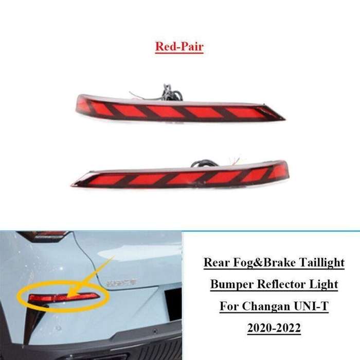 2x Red Rear Brake Taillight Bumper Reflector Lights For Changan UNI-T 2020-2022