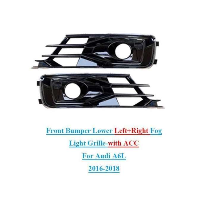 Front Bumper Lower Left+Right Fog Light Grille with ACC For Audi A6L 2016-2018