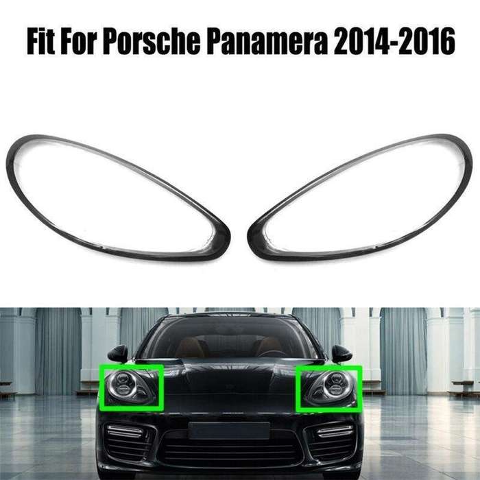 Headlight Headlamp Clear Lens Cover Pair For Porsche Panamera 2014 2015 2016