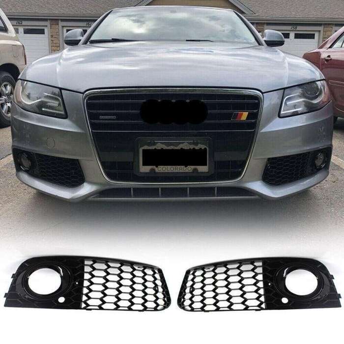 For 2009-11 AUDI A4 B8 BASE HONEYCOMB Front BUMPER FOG LIGHT GRILLE COVER BLACK
