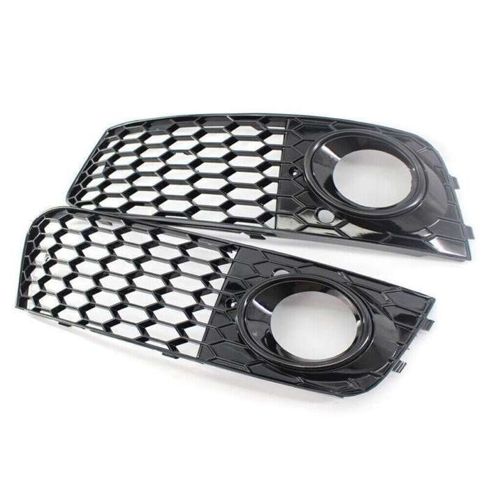 For 2009-11 AUDI A4 B8 BASE HONEYCOMB Front BUMPER FOG LIGHT GRILLE COVER BLACK