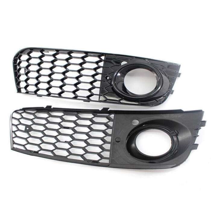For 2009-11 AUDI A4 B8 BASE HONEYCOMB Front BUMPER FOG LIGHT GRILLE COVER BLACK