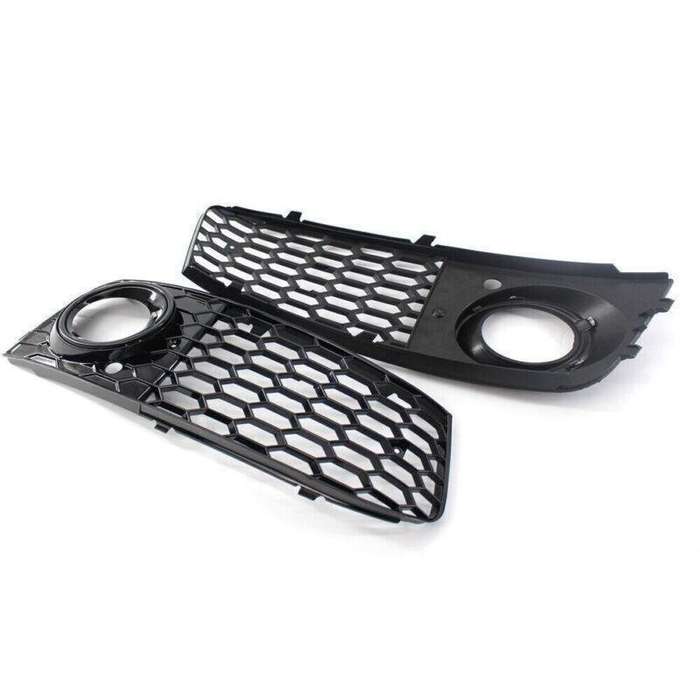 For 2009-11 AUDI A4 B8 BASE HONEYCOMB Front BUMPER FOG LIGHT GRILLE COVER BLACK