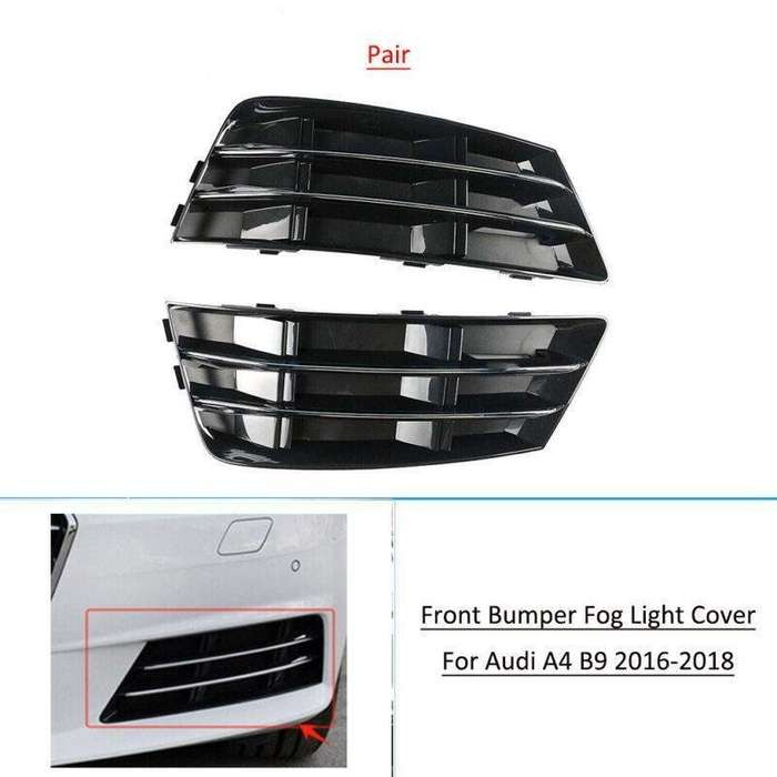 Front Bumper Fog Light Grille Cover Lower For Audi A4 B9 2016-2018 2017 Pair