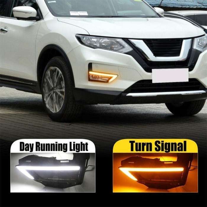 Pair Daytime Running Light LED Fog Head Lamp DRL For X-Trail 2017-2020