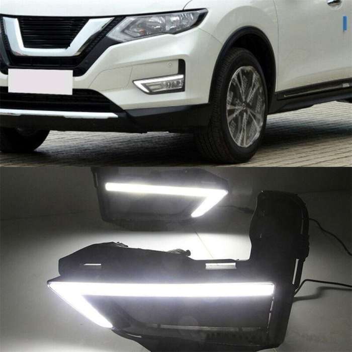 Pair Daytime Running Light LED Fog Head Lamp DRL For X-Trail 2017-2020
