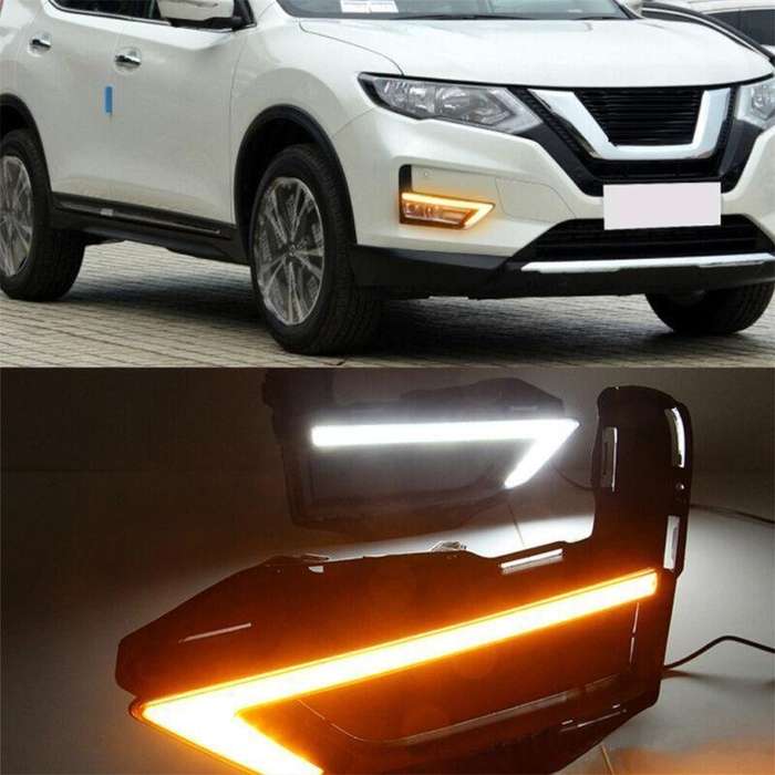 Pair Daytime Running Light LED Fog Head Lamp DRL For X-Trail 2017-2020