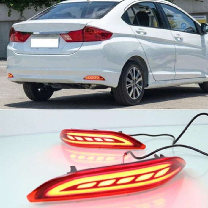 Smoked Rear Brake Taillight Bumper Reflector Light For Honda City 15-19 Pair B