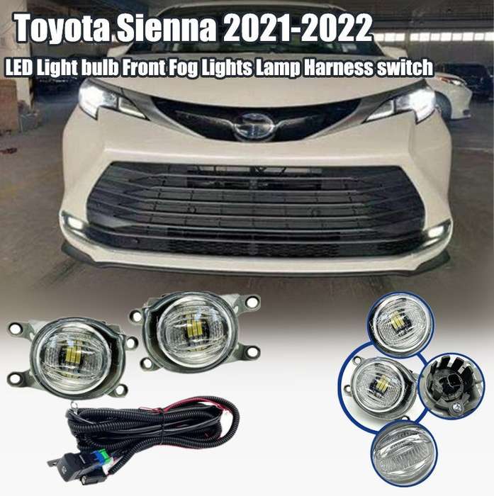 Light bulb LED Front bumper fog light harness switch For Toyota Sienna 2021-2023