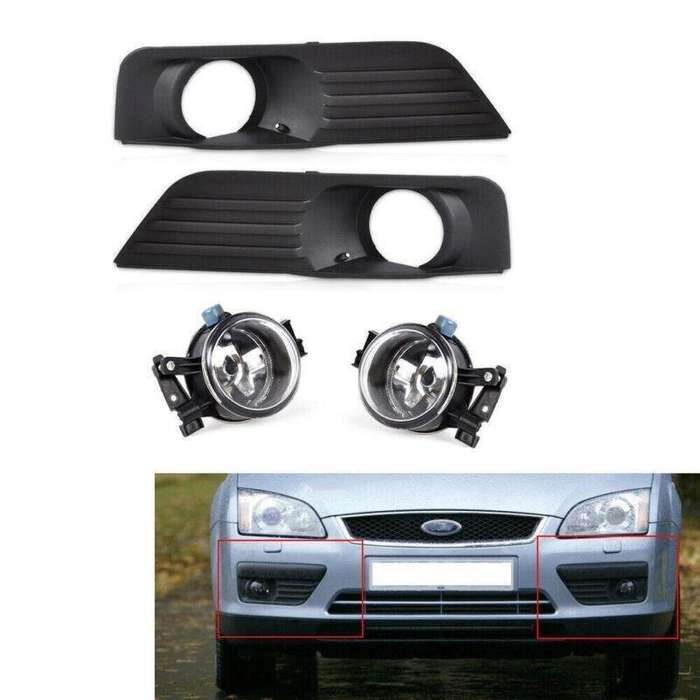 Car Fog Light Lamp With Bumper Grille Kit Fit for Ford Focus 2005-2007