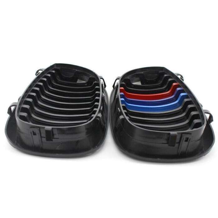 Gloss Black M-Color Kidney Sport Grille For BMW E46 LCI Facelift 2Dr 03-06