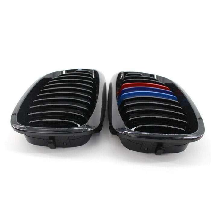 Gloss Black M-Color Kidney Sport Grille For BMW E46 LCI Facelift 2Dr 03-06