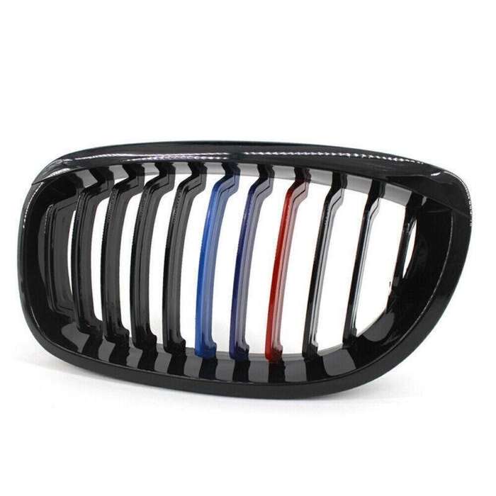Gloss Black M-Color Kidney Sport Grille For BMW E46 LCI Facelift 2Dr 03-06