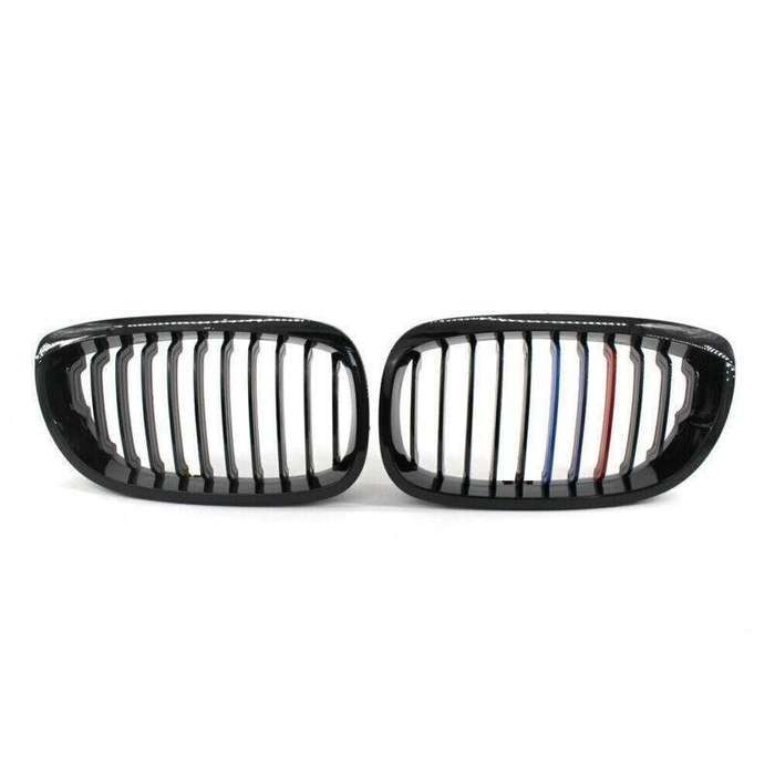 Gloss Black M-Color Kidney Sport Grille For BMW E46 LCI Facelift 2Dr 03-06
