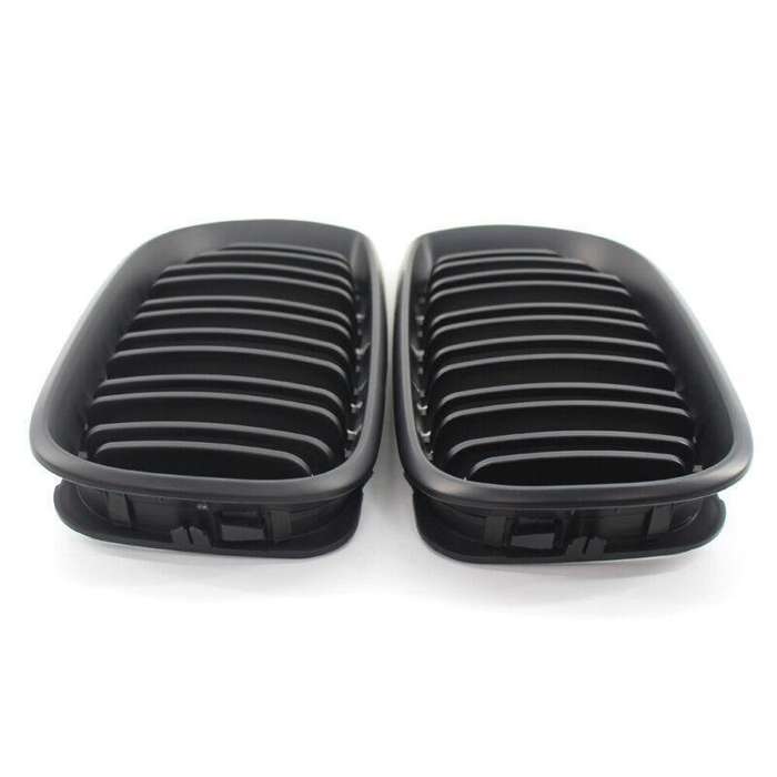 Matte Black Double Slat Front Kidney Grilles Fit For BMW E46 4D 02-05