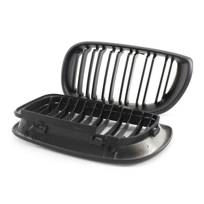 Matte Black Double Slat Front Kidney Grilles Fit For BMW E46 4D 02-05