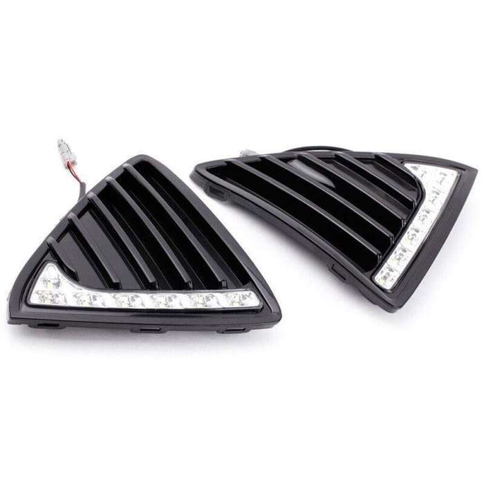 2X/Set Fit For Ford Focus 11-14 Front Bumper Grille with LED DRL Light Kit