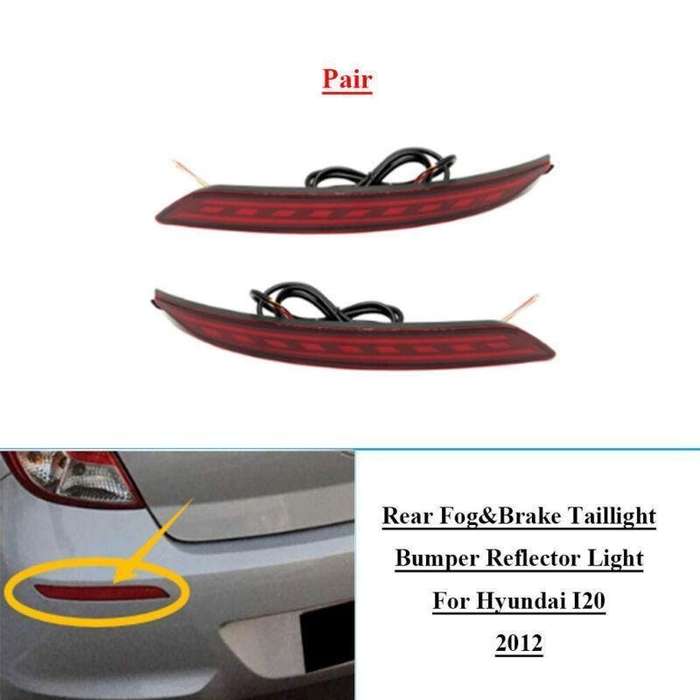 LED Rear Fog&amp;Brake Taillight Bumper Reflector Light For Hyundai I20 2012 Pair
