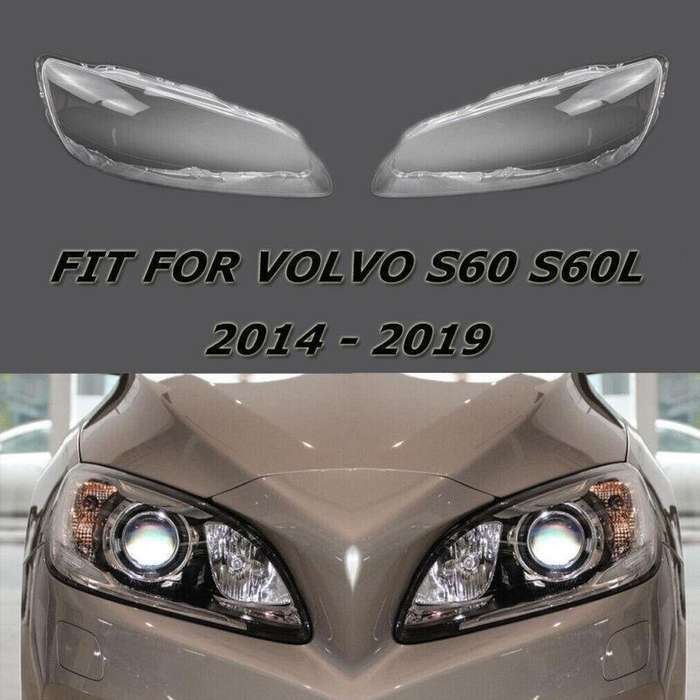 Fit Volvo S60 S60L 2014-2019 A Pair Headlamp Lampshade Headlight Lens Cover