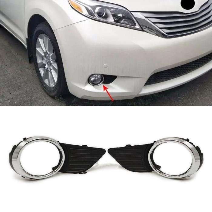 Front Bumper Fog Light Cover Lamp Frame 2Pcs Fit For Toyota Sienna 2010-2017