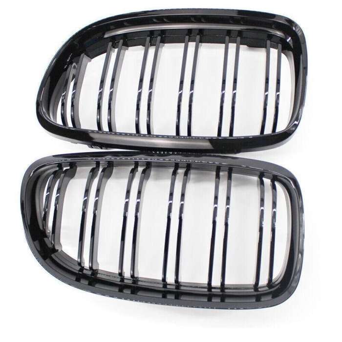 2X/Set Shiny Black Dual Slat Car Front Grille fit for BMW E90 09-11 Mesh Grill