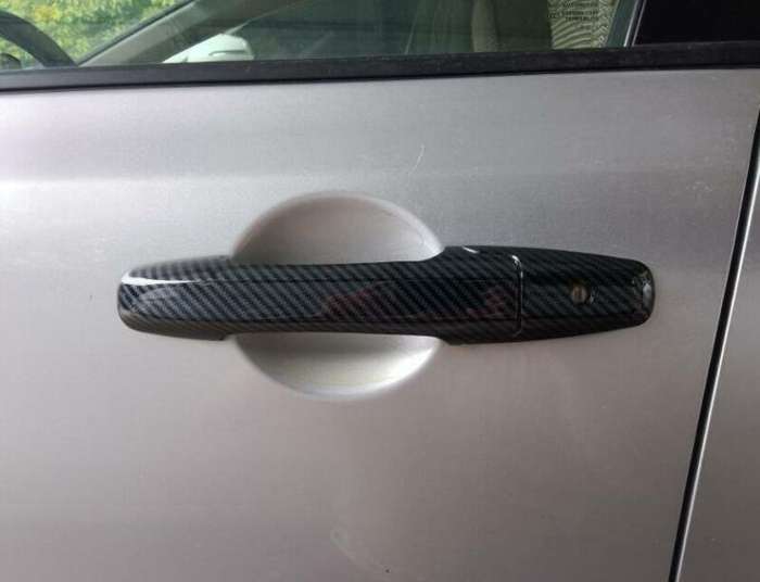 Carbon Fiber Exterior Side Door Handle Cover Trim For Honda Civic 8th 2006-2011