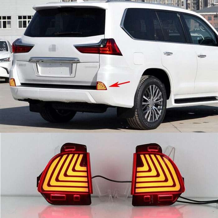 2PCS LED Rear Bumper Light Rear Fog Lamp Brake Signal For 2016-2021 Lexus LX570