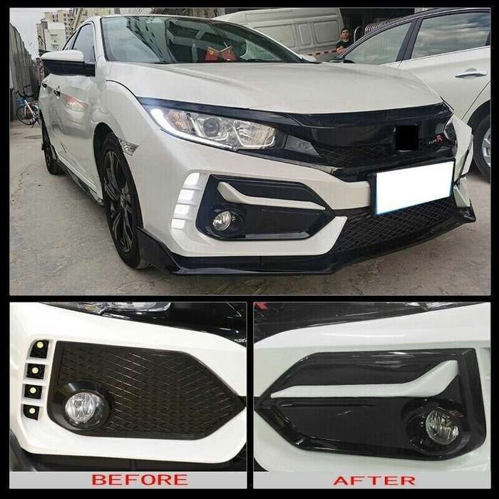 For Honda Civic Hatchback 2016-2021 Black+White Front Fog Light Lamp Frame Cover