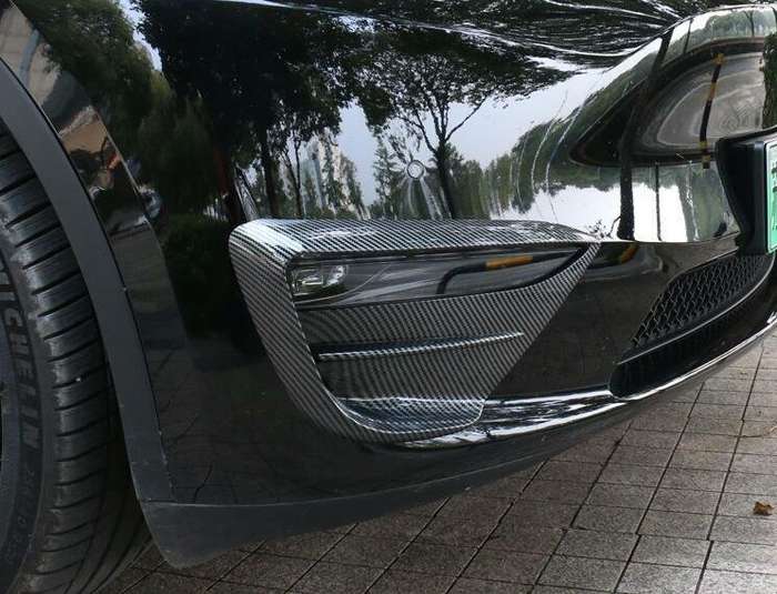 For Tesla Model Y 2020-2022 Carbon Fiber Front Fog Light Lamp Spoiler Cover Trim