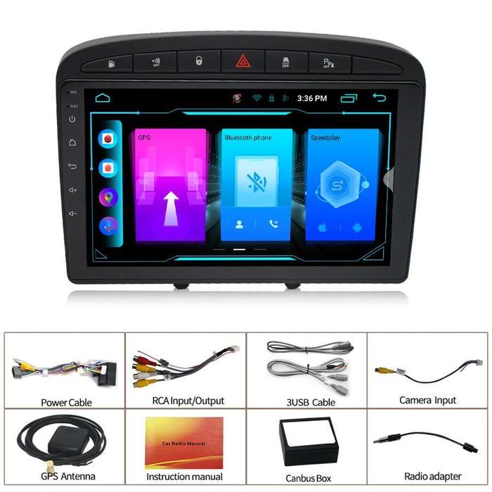 9" Car Radio for Peugeot 408 2010-2013 CarPlay Android 12 Head Unit GPS Sat Nav