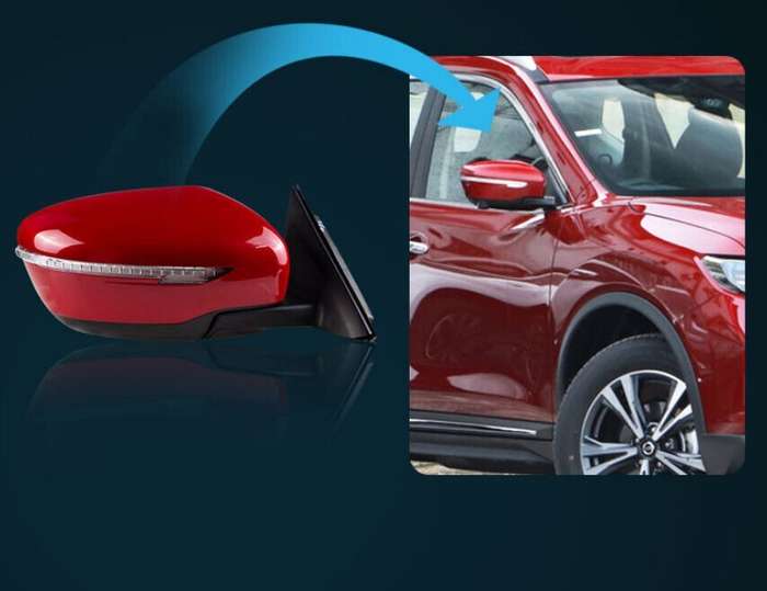 Side View Mirror Assembly 7 Pins Red Right For 2014-2019 Nissan X-trail Rogue