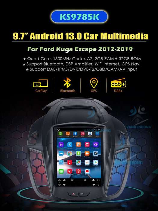 9.7" Car Radio Stereo For Ford Kuga Escape 2012-2019 GPS Head Unit SatNav BT DAB
