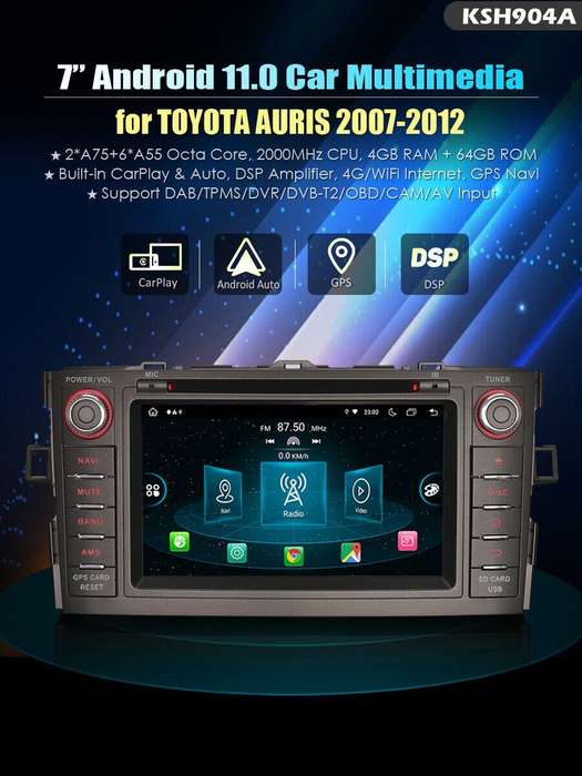 7" Android 12 Car DVD GPS Head Unit CarPlay Radio DAB For TOYOTA AURIS 2007-2012