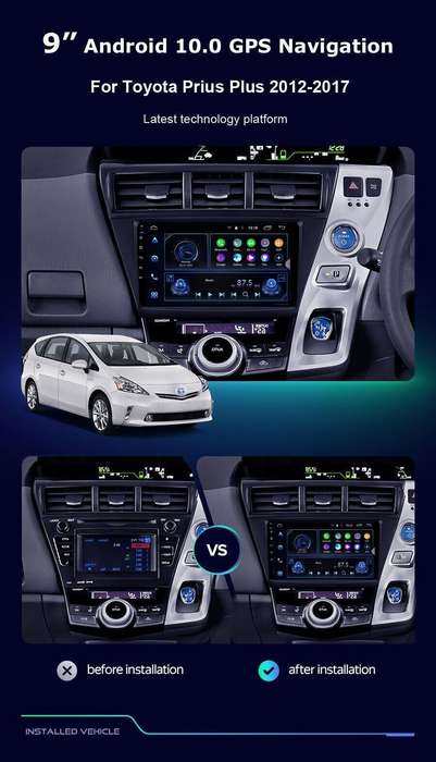 9Android12 CarPlay Radio GPS SatNav for Toyota Prius Plus 2012-2017 WiFi Stereo